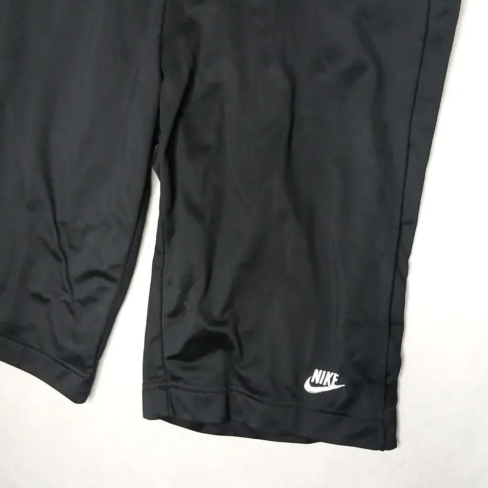 Nike Sportswear Bike Shorts Fleece Lined Drawstring Long Logo Black Womens Med